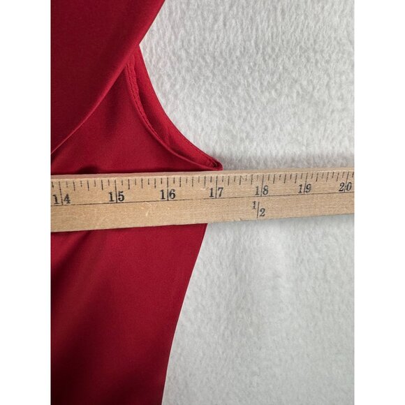 Kay Unger satin cocktail silk blend retro dress red ruched sheath sz 8 - Picture 4 of 9